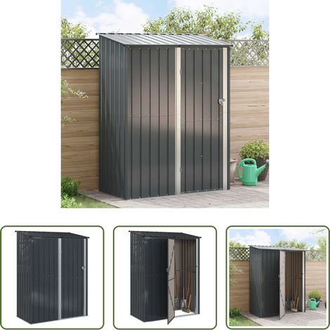 vidaXL Gartenablage - Gartenhütten Anthrazit 153,5 x 86 x 200 cm Metall (1/5)