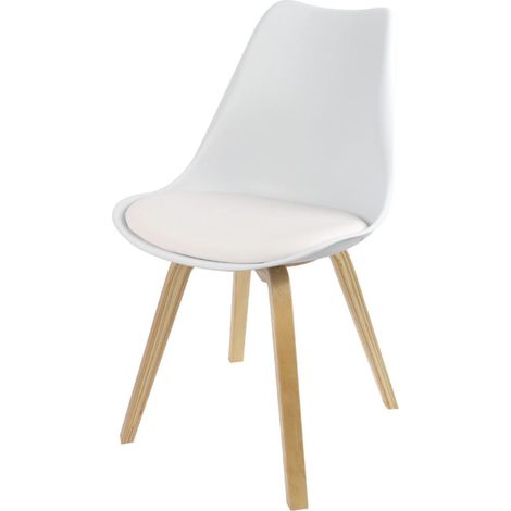 Chaise scandinave blanche avec coussin (1/4)