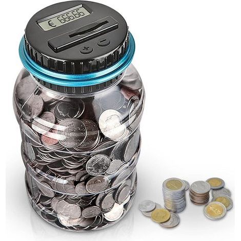 Numérique Tirelire EUR Compteur, Automatique Coin Comptant Money Box pour Enfants et Adulte, Coffre-fort Money Bank Coin Saving Pot Contenant avec Écran LCD et Grande Capacité (1/5)