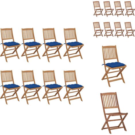 Klappbare Gartenstühle 8 Stk. mit Kissen Massivholz Akazie - Gartenstühle - Klappstühle - Holzstühle - Outdoor Möbel - Esszimmerstühle (1/5)