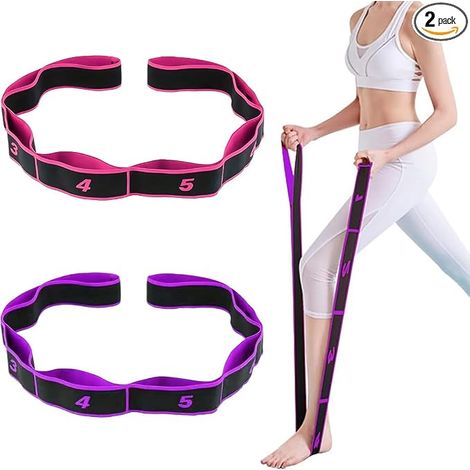 Sangles Élastiques Sport avec 8 Boucles Bande d’Étirement de Yoga pour Pilates, Thérapie Physique et Exercices d’Étirement (1/5)