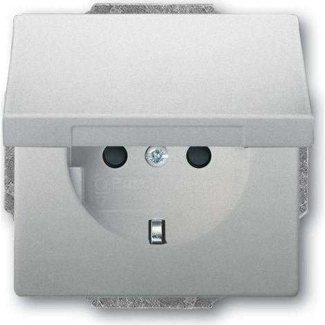 Busch-Jaeger Insert de prise de courant SCHUKO® Safety+ avec couvercle à charnière acier inoxydable - pur edelstahl (20 EUKB-866), 2CKA002018A1521
