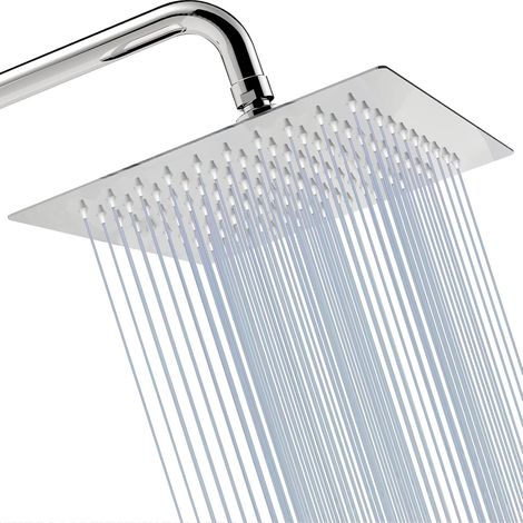Pommeau de douche carré de 25 cm (10 po), anticalcaire, acier inoxydable 304, haute pression (1/5)