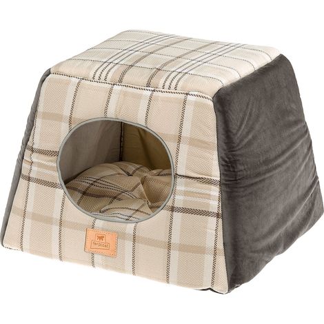 Ferplast EDINBURGH Maisonnette pour chats pouvant être transformée en couchage. Diverses couleurs.. Variante EDINBURGH - Misure: 44 x 44 x h 33 cm - Marron