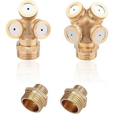 2 pcs Brass Atomizing Nozzles, Agricultural Irrigation Nozzles, Garden Water Atomizing Nozzles with Garden Water Connector, Suitable for 3 Holes and 4 Holes (1/5)