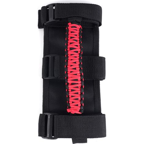 Car modification suitable for Jeep interior passenger handles, paracord, Wrangler roof grab handles, woven accessories - polyester fiber - red (1/4)