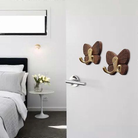 Crochet mural papillon en noyer noir, crochet pour manteau de salle de bain, crochet pour suspendre les clés P (1/4)