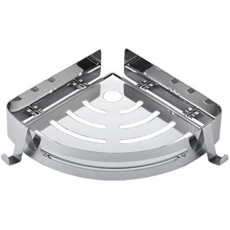 Etagère de Douche Sans Perçage Étagère d'Angle Douche avec Autocollant Aluminium avec 2 Crochets Antirouille pour Salle de Bain Argent (1/5)