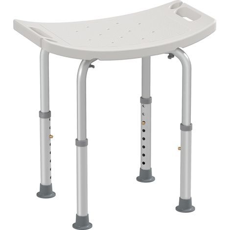 Tabouret de douche, siège de douche pour seniors avec hauteur réglable, tabouret de salle de bain antidérapant en aluminium, capacité de charge de 135 kg pour les personnes âgées et handicapées, blanc (1/5)