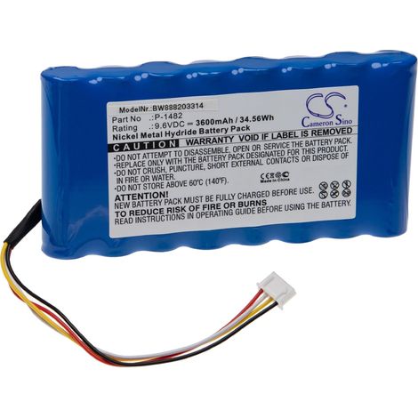 vhbw Akku kompatibel mit Chauvin Arnoux 8332B, 8334B, CA 6543, 8335, C.A 6116, C.A 8334, 6116 Messgerät (3600 mAh, 9,6 V, NiMH)