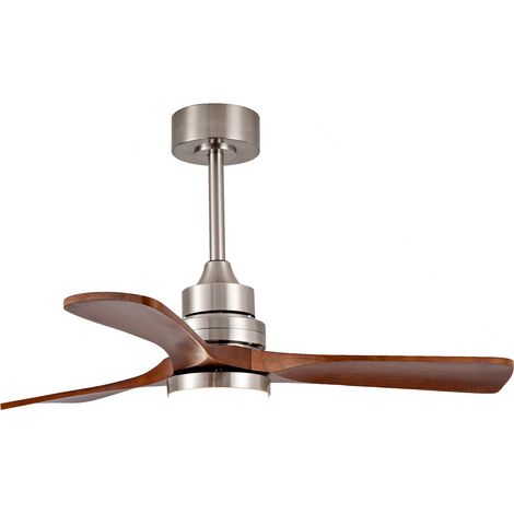 Ventilador de techo de madera de 42 pulgadas con luz y mando, 3 aspas, níquel (1/5)