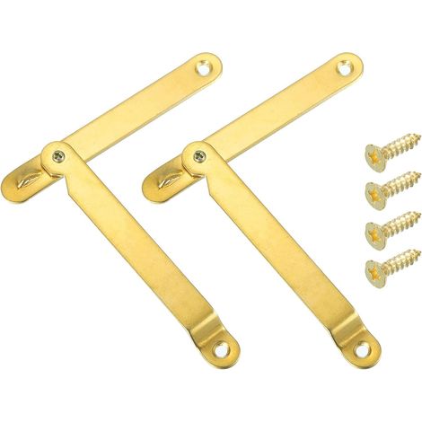 Lot de 2 charnières de couvercle pliables de 14,5 x 1,1 cm, charnières rétro en métal rotatif à 180 degrés avec vis pour boîte en bois, coffre, boîte de présentation, coffre (1/5)