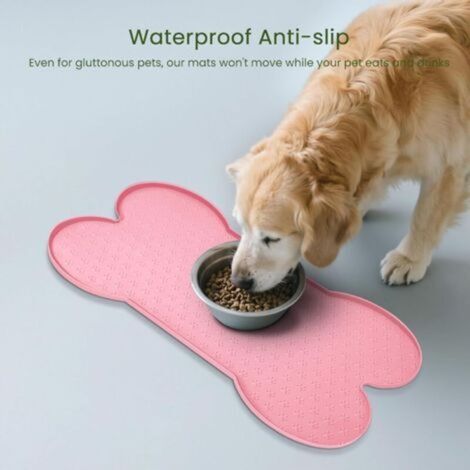 ALLIANDISTapis antidérapant en silicone pour gamelle de chien - convient aux chiens de petite et moyenne taille - 1 pièce, rose, 49,4 x 25 cm (1/4)