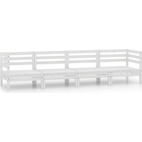 Maison Exclusive - Set Divani da Giardino 4 pz Bianco in Legno Massello di Pino