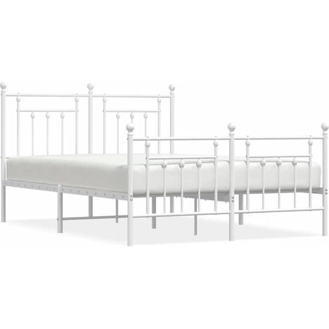 Lit double,Lit adulte,Cadre de lit métal sans matelas et pied de lit blanc 140x200 cm CFW5798924 (1/5)