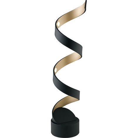 "Lampada da tavolo LED HELIX in alluminio nero e oro 12W luce calda"