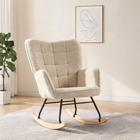 Fauteuil beige en pile berbero 71 x 98 x 101 cm (1/5)