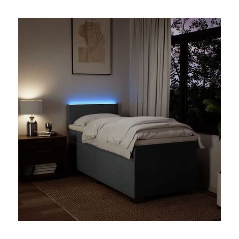 Sommier Snowco (matelas inclus), gris foncé, 80 × 200 cm, tissu, tissu doux et respirant, idéal chambre à coucher, style moderne, montage simple (1/5)