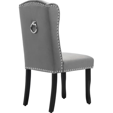 Set di 4 sedie da pranzo in velluto grigio con gambe in rovere (1/5)