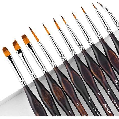 Pinceaux Peinture - 11 Pièces Pinceaux Professionnels pour Les Détails pour Acrylique, Aquarelle, Miniature, Modélisme, Warhammer 40k, Peinture par Numéros Pinceau Figurine, Pinceau Fins (1/5)
