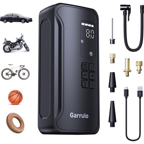 Compresseur à Air Portatif, 150PSI Gonfleur Pneus Voiture sans Fil de Lumière LED, Mini avec Batterie pour Voiture/Vélo/Ballon/Moto - (1/5)