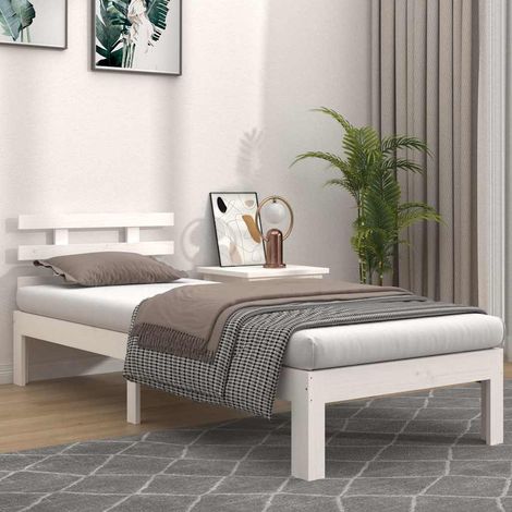 Estructura de cama sin colchón madera maciza blanco 90x200 cm (1/5)