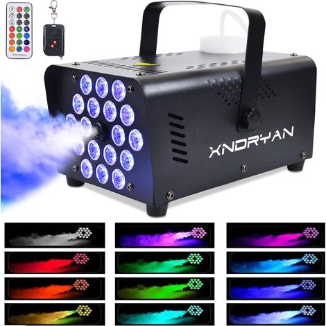 Machine à fumée avec RVB et télécommande sans fil pour fêtes effets DJ disco mariages spectacles Halloween. 18 LED 500 W (1/4)