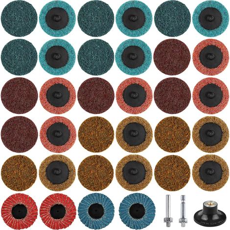 37 Disques Abrasifs, 50mm Nylon Céramique, Tige 1/4 Pouce, Pour Métaux