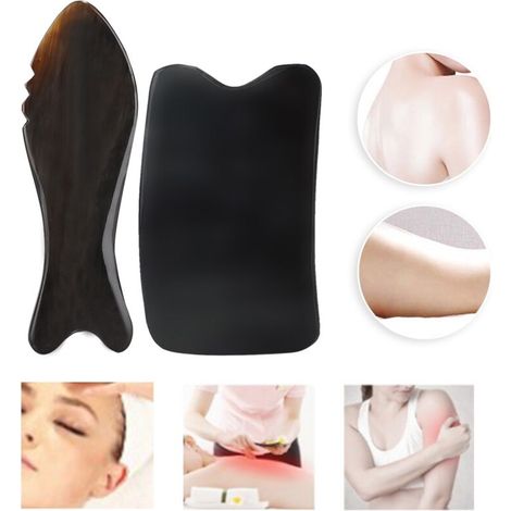 Planche de Gua Sha en Corne de Bœuf pour Soins du Visage et Détente Musculaire (Forme Onde Carrée) (1/5)