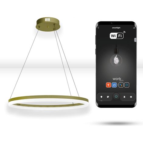 Lampe circulaire suspendue LED dorée WiFi Tuya 40 cm (1/5)