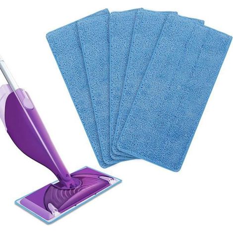 5 Remplacement Lingettes Reutilisable pour Swiffer WetJet Spray Balais Lavables en Microfibre pour le Nettoyage des Sols(Bleu) (1/4)