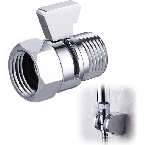 Pommeau de douche avec robinet d'arrêt G1/2 – Laiton poli – Cartouche céramique 200 000 cycles – Installation facile – Contrle débit ergonomique - K1140B3-CH (1/5)