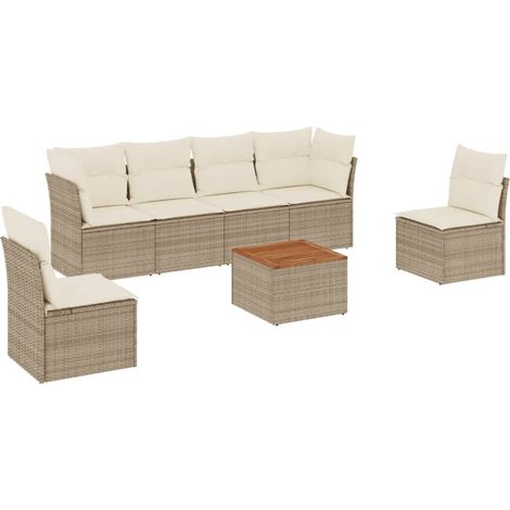 Maison Exclusive - 7-tlg. Garten-Sofagarnitur mit Kissen Beige Po (1/3)