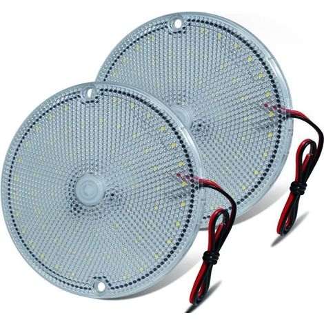 Set di 2 plafoniere a LED extrapiatte da 12V/24V, con 60 LED ad alta luminosità, alimentazione DC 9-85V, ideali per camper, furgoni e imbarcazioni. (1/4)