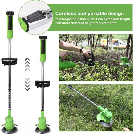 GARRYFIZH Tondeuse à gazon électrique Typee, batterie Li-ion rechargeable, sans fil, coupe-bordures à dégagement automatique, machine de coupe de jardin portable pour le jardinage domestique