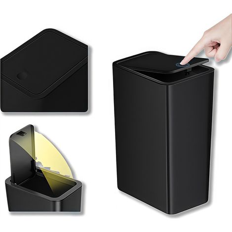 Poubelle - Poubelles - Poubelle de cuisine - Poubelle de salle de bain - Poubelle de salle de bain avec couvercle - 10 litres - Couvercle à charnière - Cuisine - Chambre - Salon - Bureau - 19,5 x 13 x (1/5)