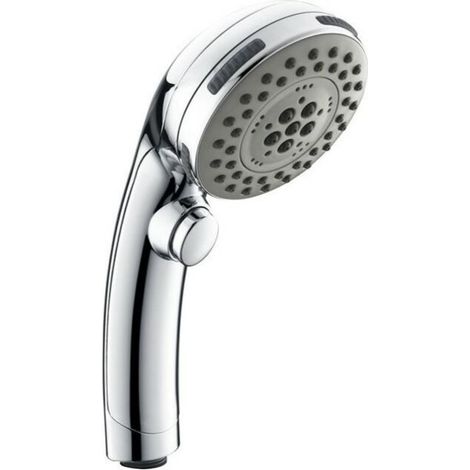 Chrom-Duschkopf mit Stopp-Taste Handbrause mit 5 Düsen zur Auswahl Duschkopf Anti-Kalk-Spitzen Universaltyp (1/4)