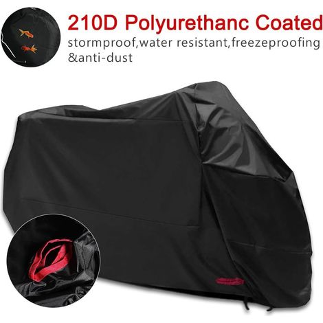 Housse de moto imperméable 265 x 105 x 125 cm en polyester, protection anti-poussière, noire (1/4)