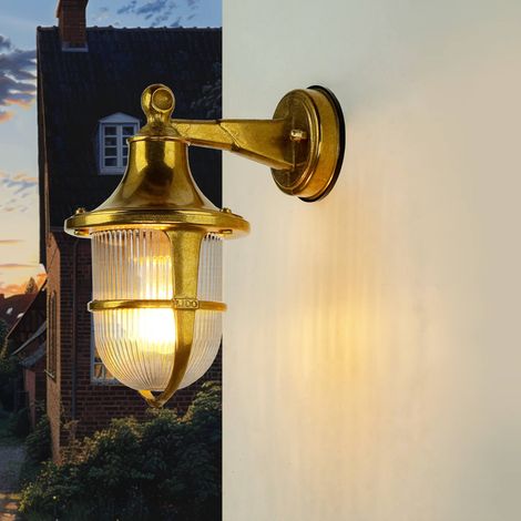 Wandlampe außen Messing Maritim IP64 dekorativ Haus Hof Garten Laterne