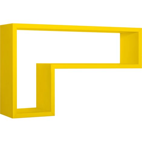Mensola da Parete a Forma di L 61x37x15,5 cm in Fibra di Legno Lettera Giallo Canarino (1/5)