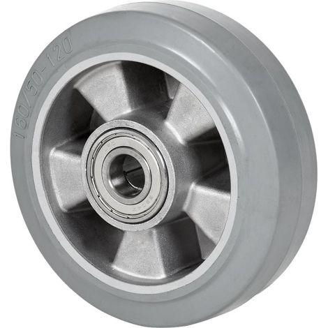 rueda degb160-20-60 nucleo aluminio y banda goma gris elastica bolas