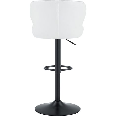 Set de 2 taburetes de bar regulables con respaldo giratorio 360° en PU blanco con base metálica (1/5)