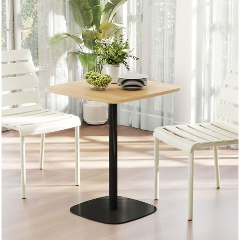 Tavolo da pranzo 60x60x75 cm in legno e acciaio naturale e nero per 2 - MEUBLIV (1/5)