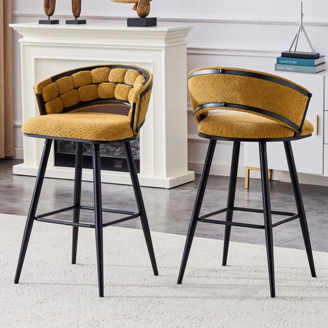 Set de 2 taburetes de bar terciopelo con respaldo OKMYHOME (1/5)