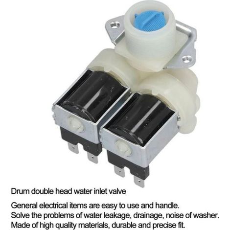 Vanne d'admission pour machine à laver - - Électrovanne AC 220V à 240V - Double tête - 8x7x6,5 cm (1/4)