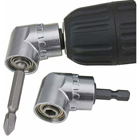 Tournevis Porte-Adaptateur 105 Degrés Perceuses à Angle Droit Pilote et Tournevis Adaptateur Renvoi d'angle pour Visseuse Hexagonal 1/4 '' Accessoires pour Tournevis, 6,35MM