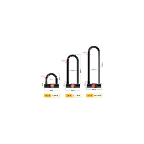 Cadenas à combinaison antivol en U 4 chiffres Longue anse étanche pour vélo Serrure double mortaise réinitialisable 50mm (1/5)
