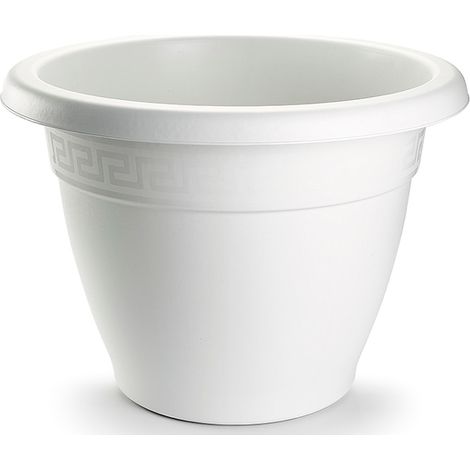 PLASTICFORTE maceta redonda 25x25x19cm blanca 1127501 , Maceta redonda 25 x 25 x 19 cm. 1127501Fabricada en plástico de alta calidadIncluye cenefa decorativaColor blanc