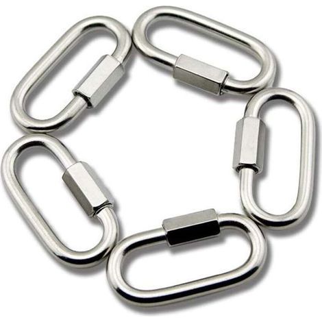 Maillons de chaîne à mousqueton en forme de D en acier inoxydable M6, 5 pièces ( (1/5)