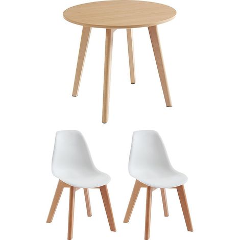 Set tavolo per bambini LOULOUNE + 2 sedie Naturale e Bianco LILINOU